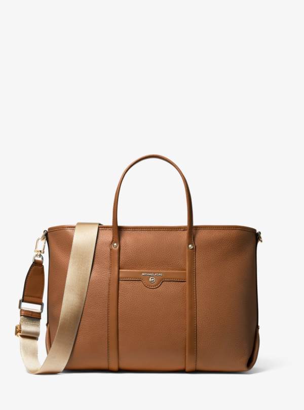 Damske Prenosná Taška Michael Kors Beck Medium Pebbled Leather Hnede - Kabelky Michael Kors Nejlevnejsi | ECMTK-0169